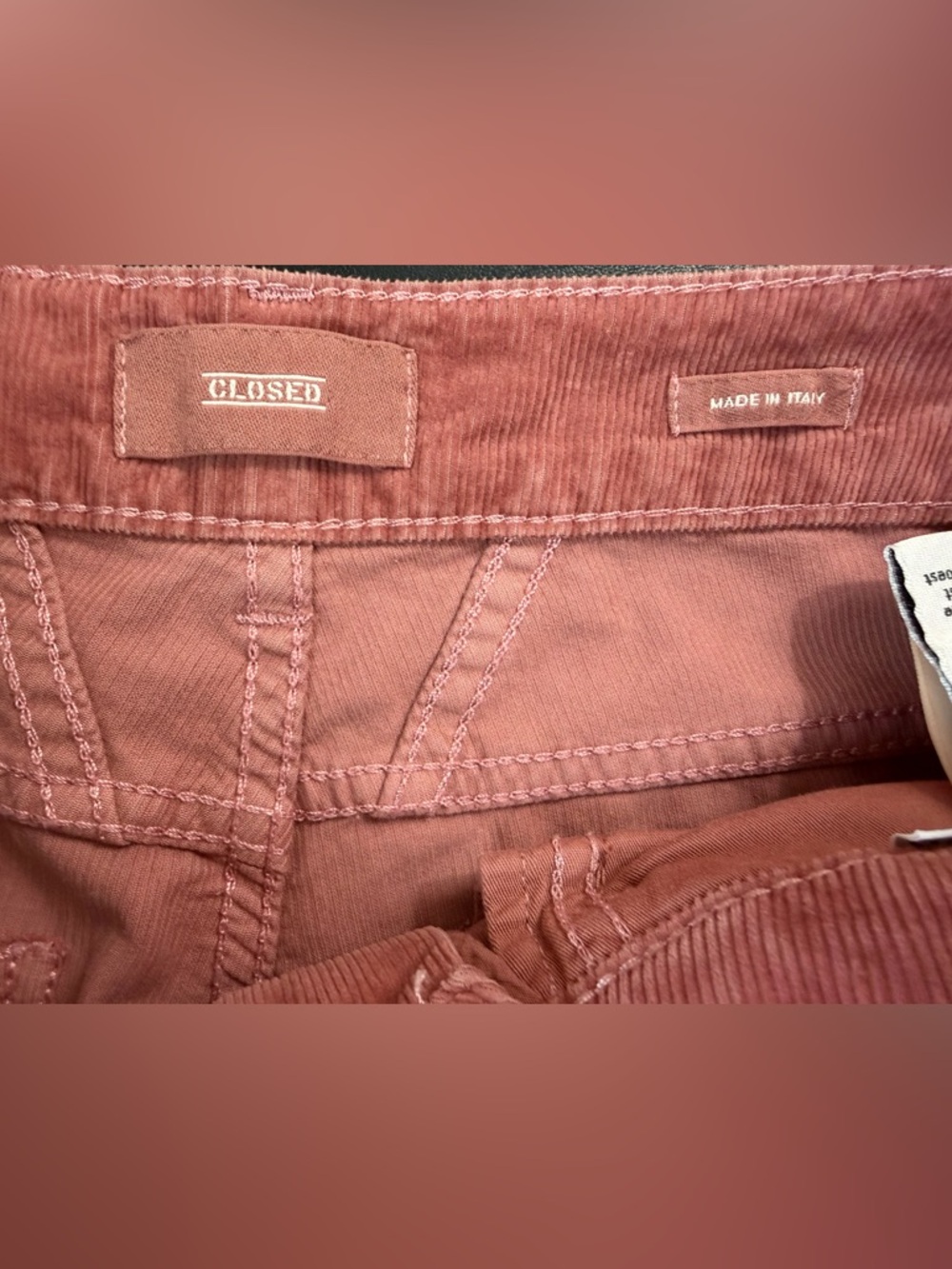 Closed Dusty Rose Corduroy Pants Size 25 NWT Made in Italy - Picture 11 of 11